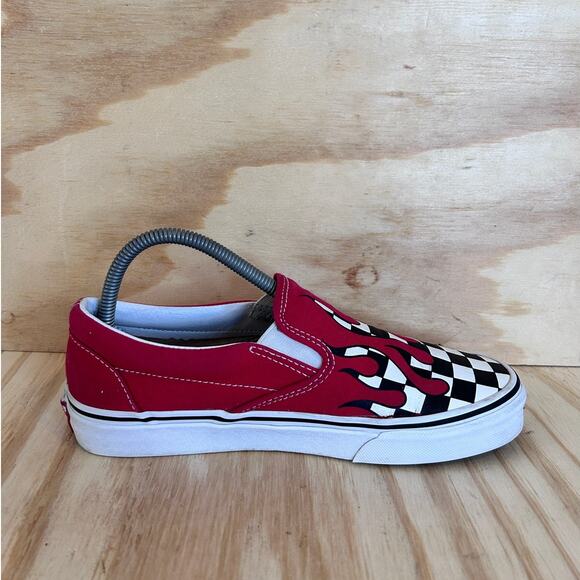 Vans Off The Wall - Slip-On Classic Checker Flame - Sneakers - Red - Women's - 9 - Picture 5 of 9